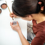 Miyu Kurihara working in her studio on collaborative work done with Yuta Segawa, London 2019